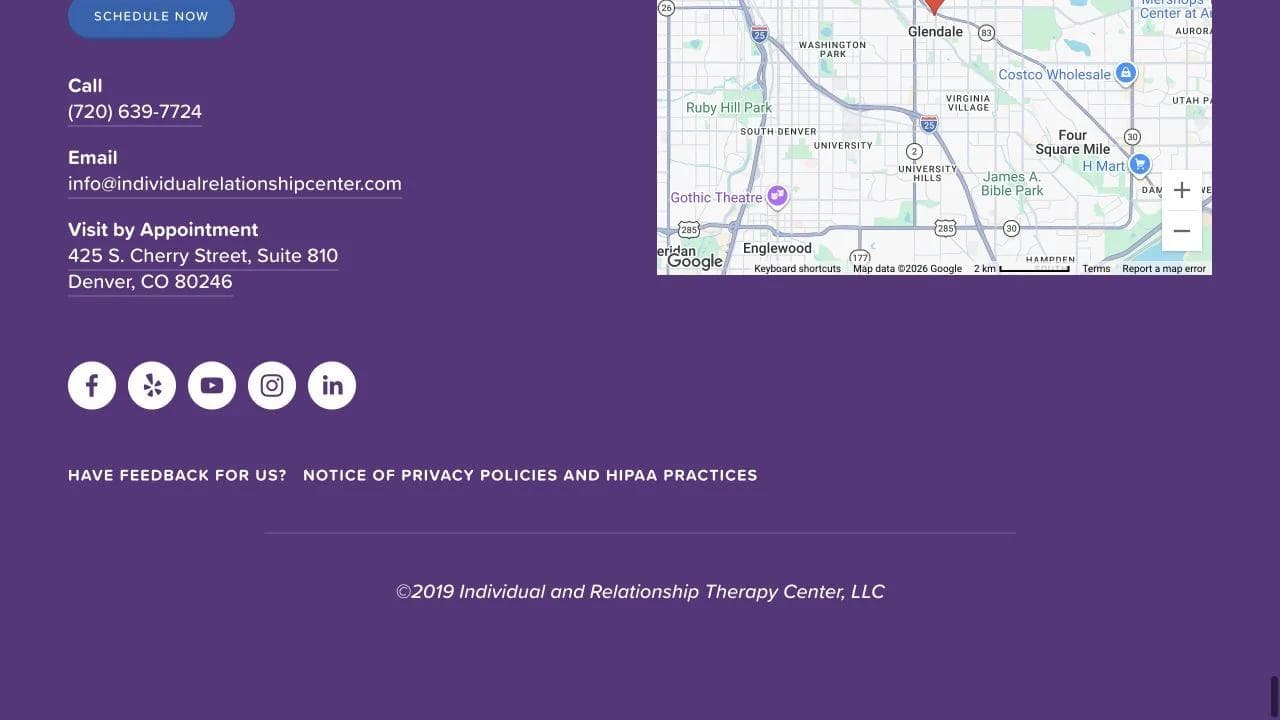 Individual and Relationship Therapy Center closing website section