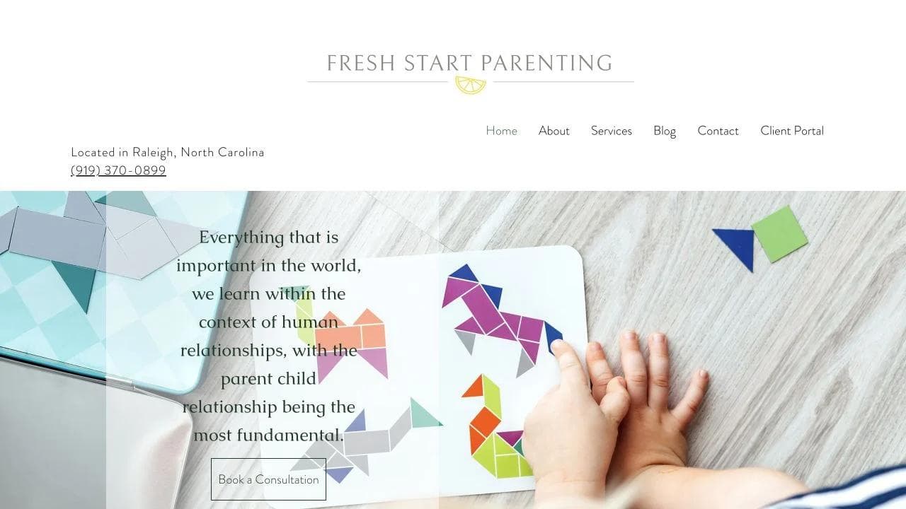 Fresh Start Parenting opening website section