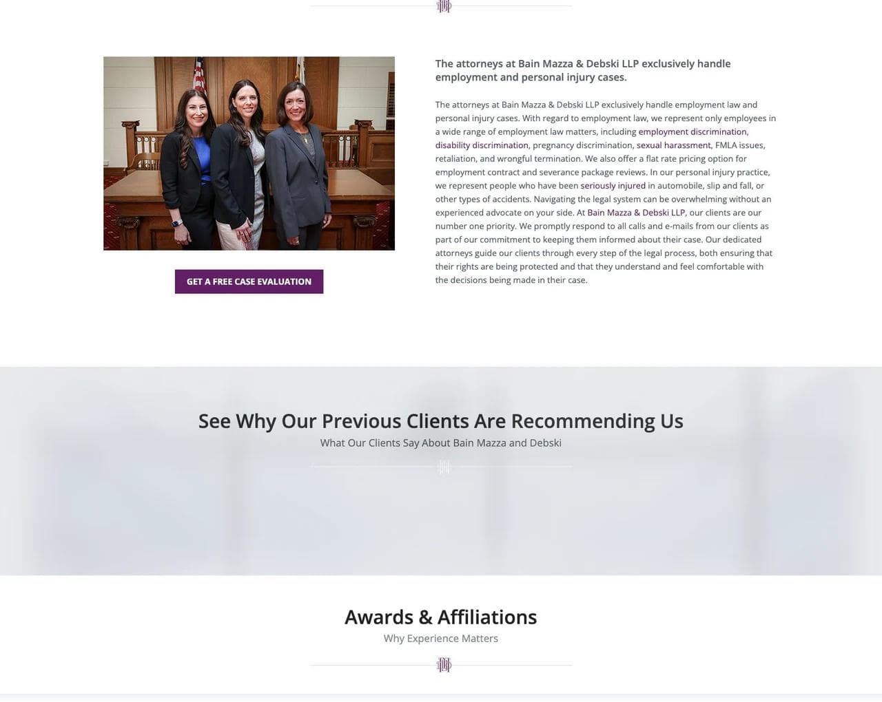 Bain Mazza and Debski firm overview and client-review section