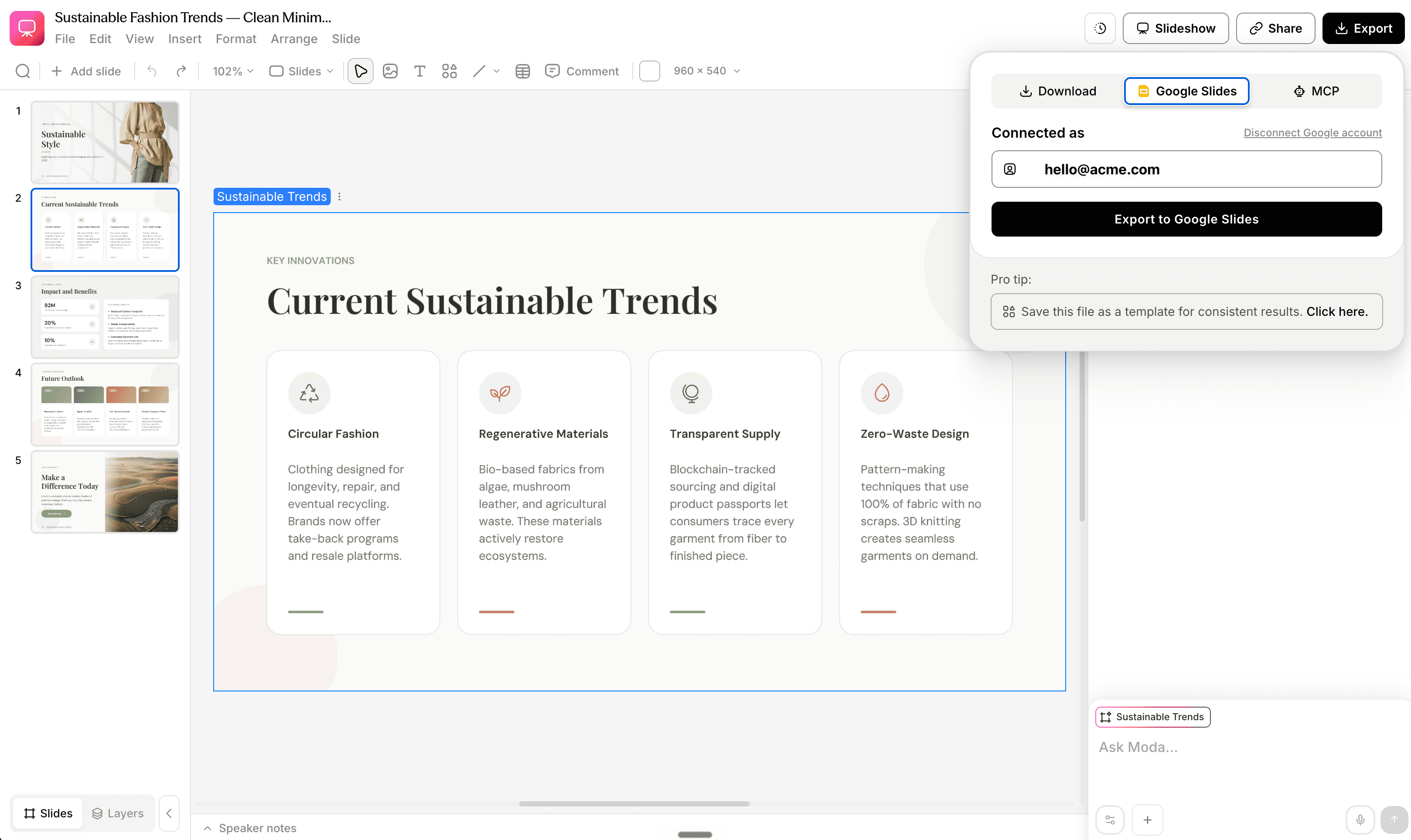 Google Drive showing the Open with Google Slides command for a PowerPoint file