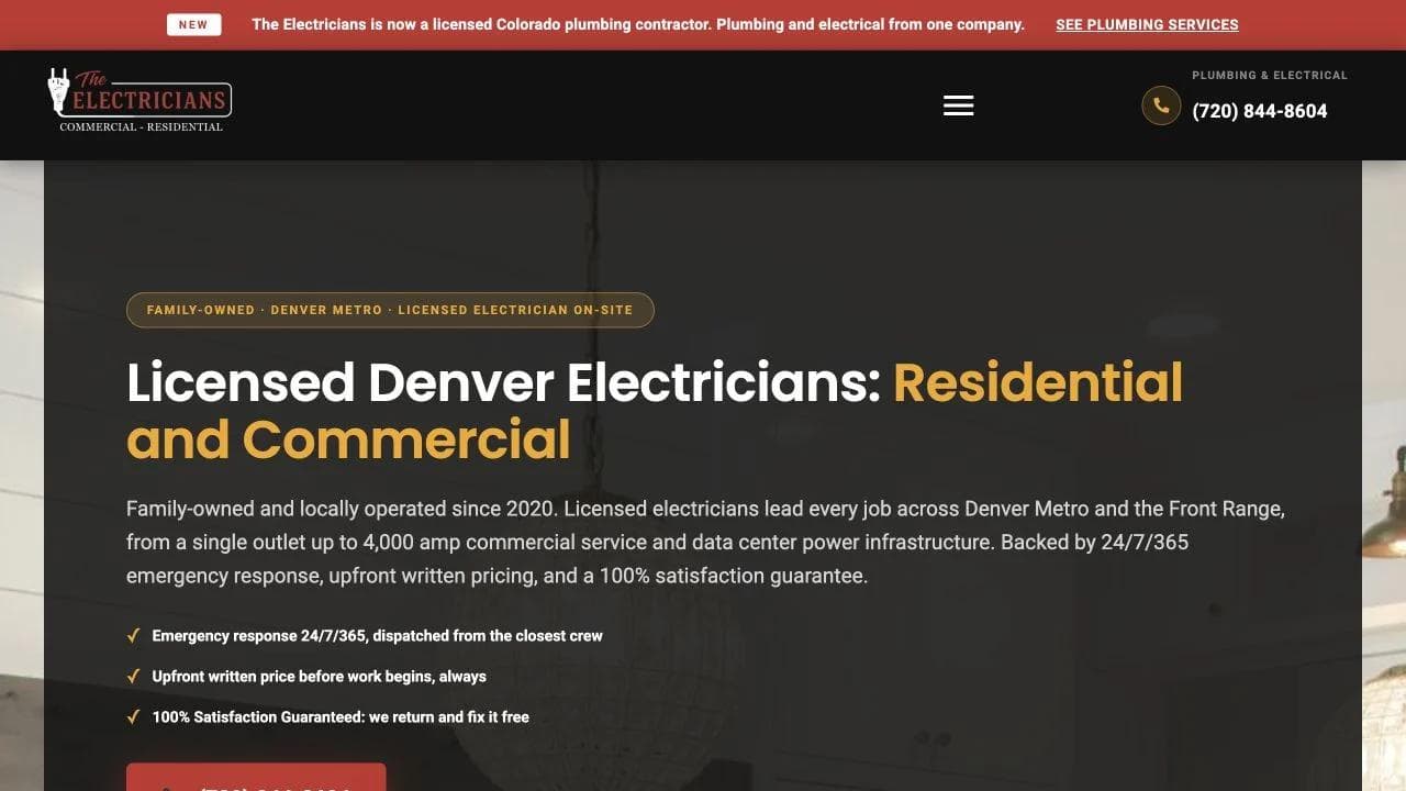 The Electricians opening website section