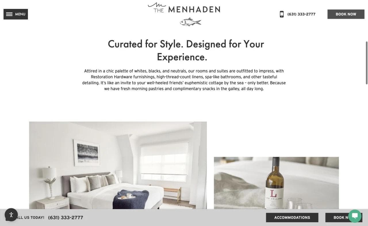 The Menhaden room positioning and coastal boutique-hotel story