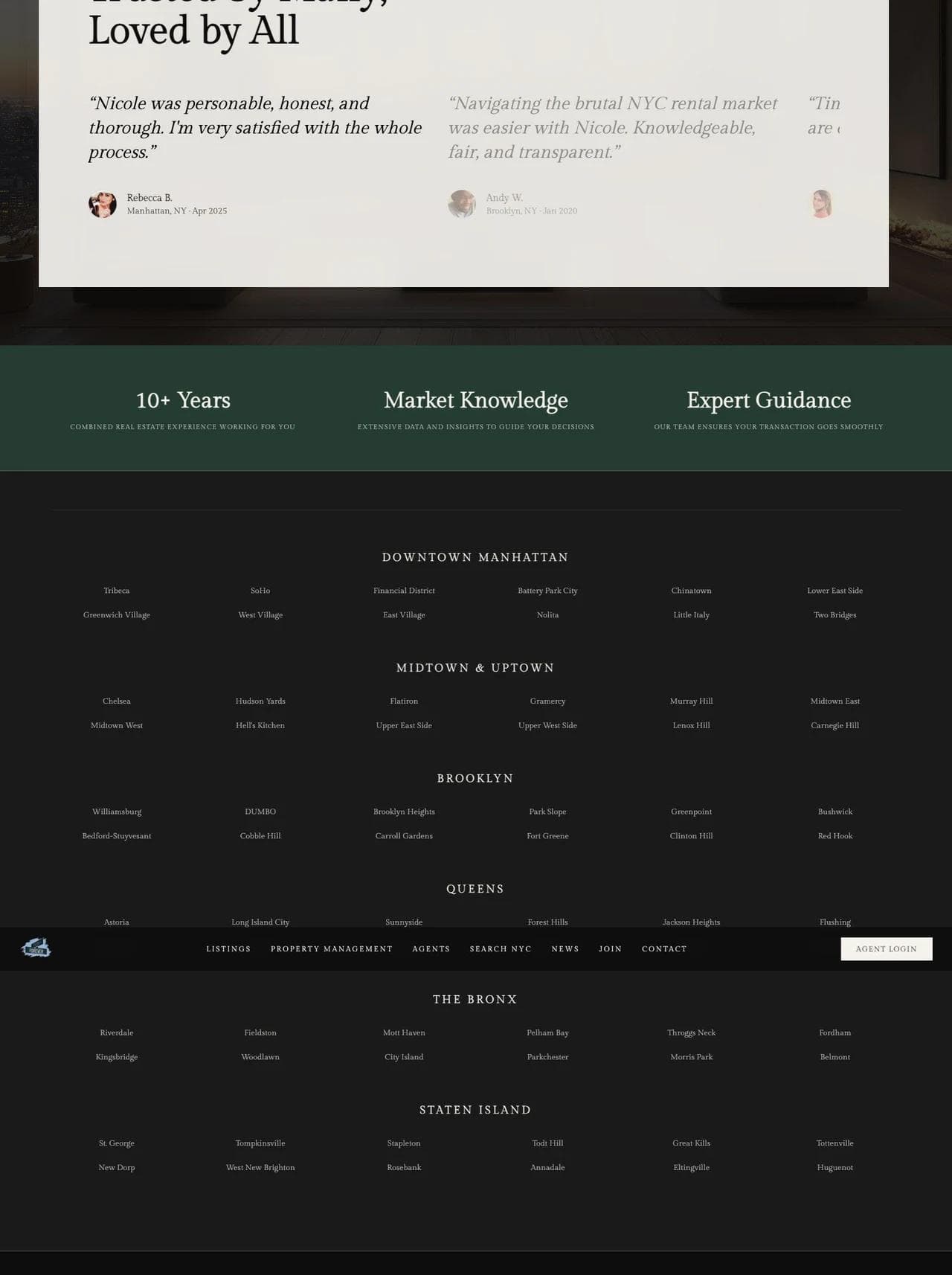 Fifth and Forever market coverage, office details, and footer