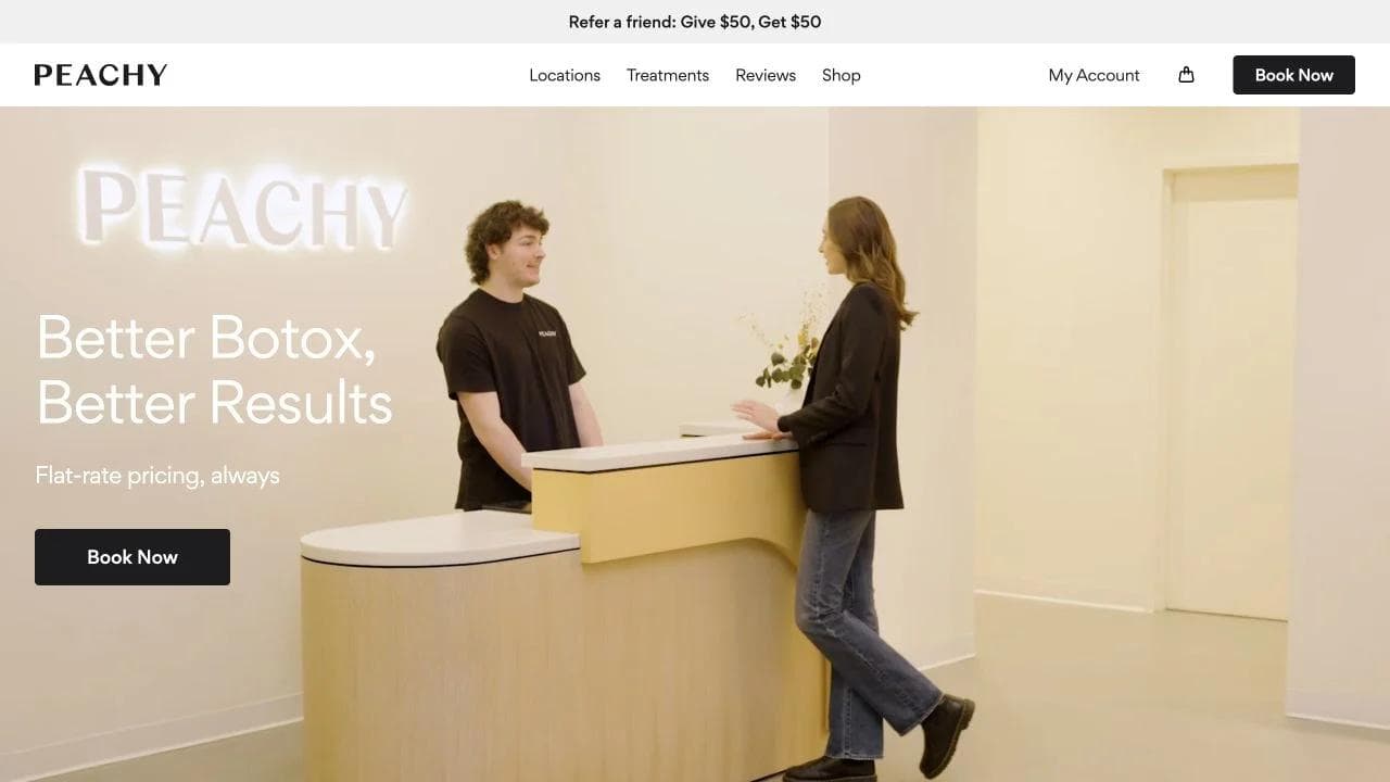 Peachy opening website section