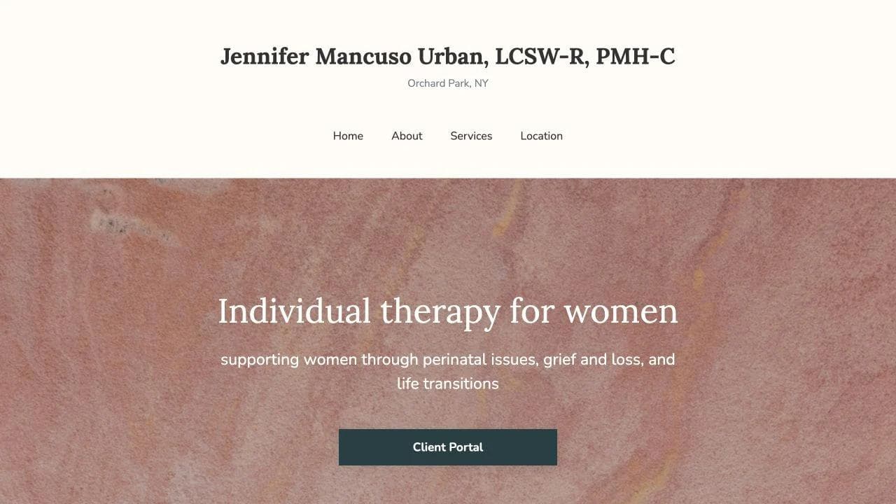 Jennifer Mancuso Urban opening website section