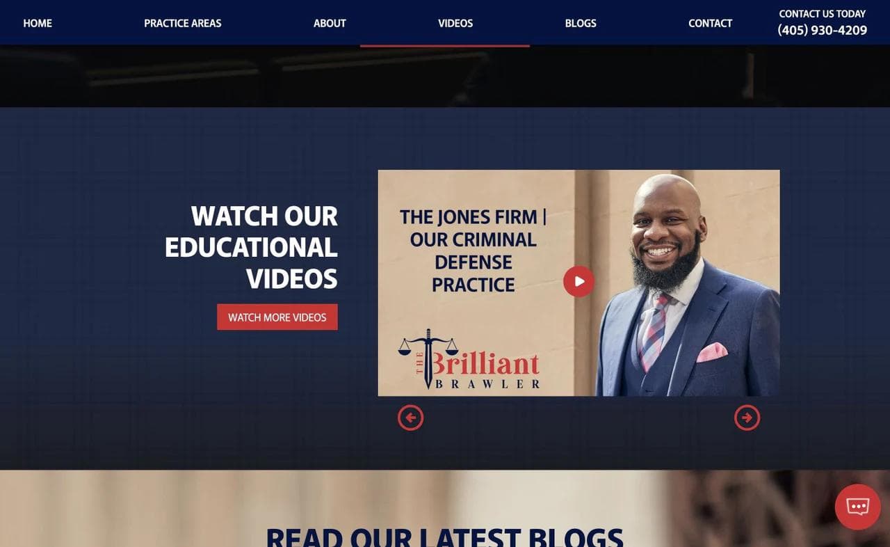 The Brilliant Brawler educational video section and transition into recent criminal-defense articles