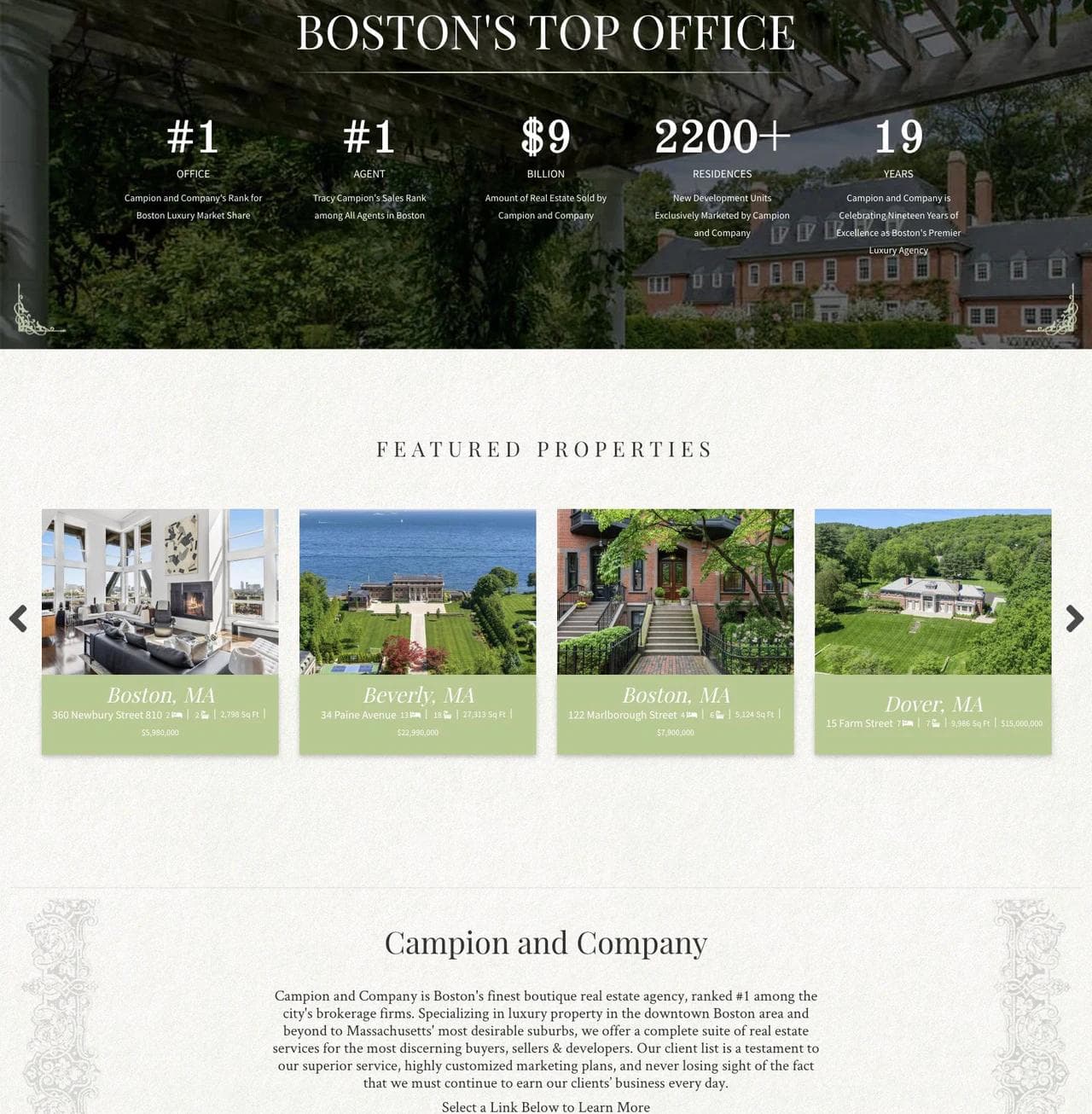 Campion and Company featured properties and brokerage story