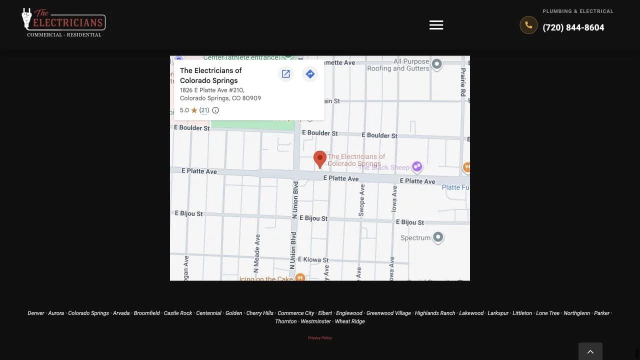 The Electricians closing website section