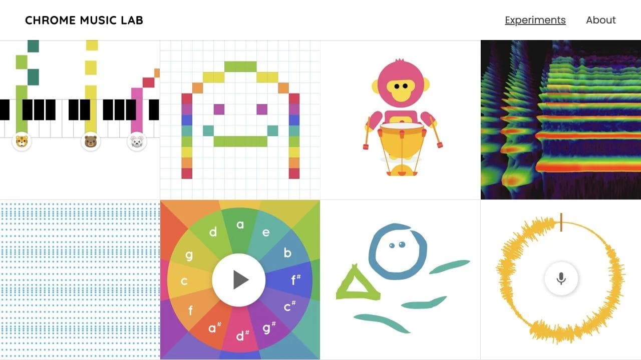 Chrome Music Lab experiment grid