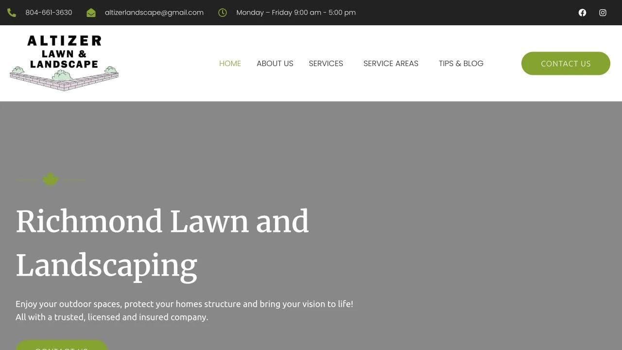 Altizer Lawn & Landscape opening website section