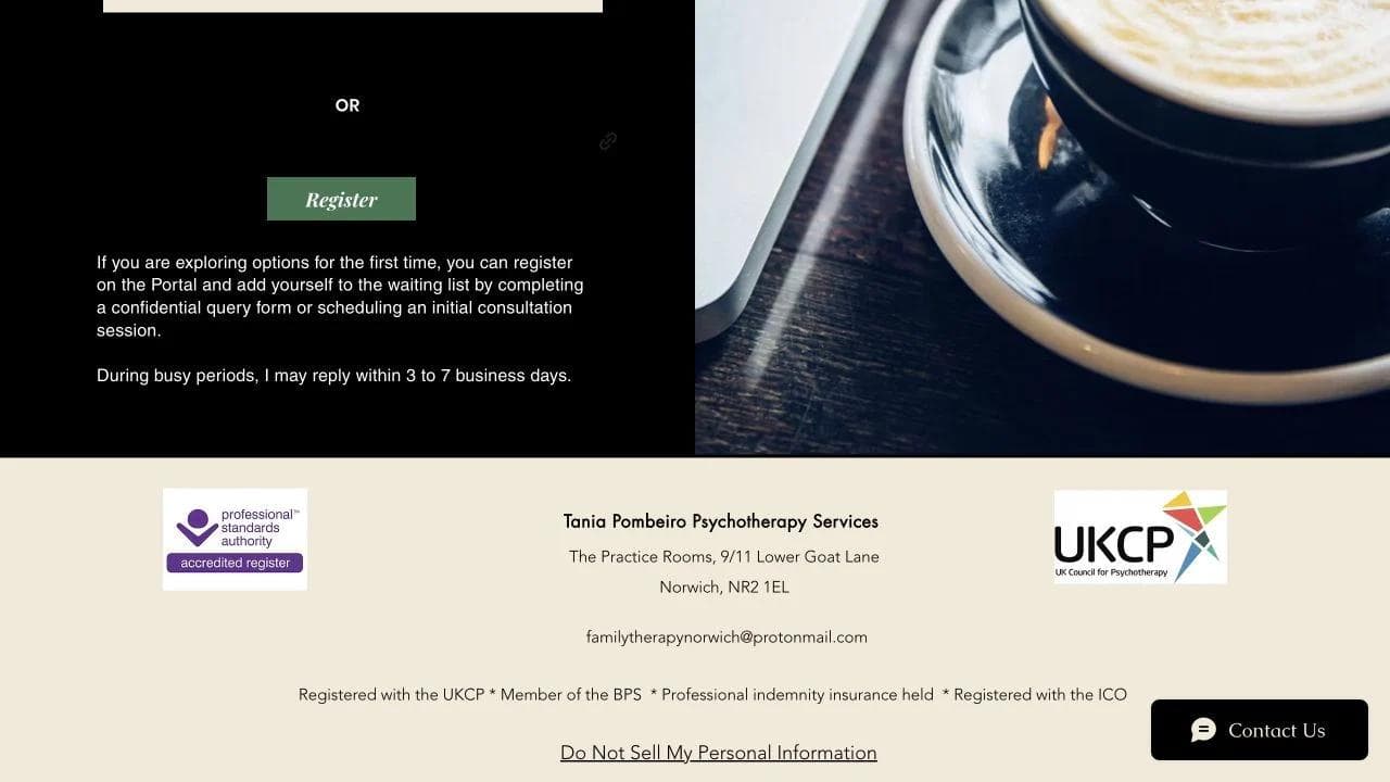 Tania Pombeiro Psychotherapy closing website section