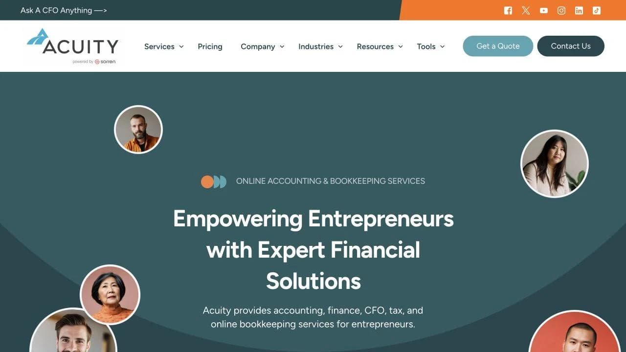 Acuity opening website section