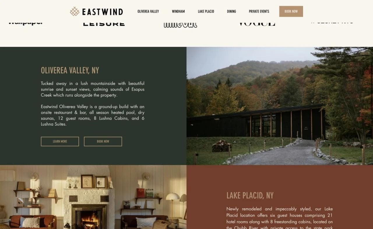 Eastwind Hotels Oliverea Valley property choice section