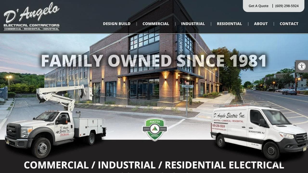 D'Angelo Electrical Contractors opening website section