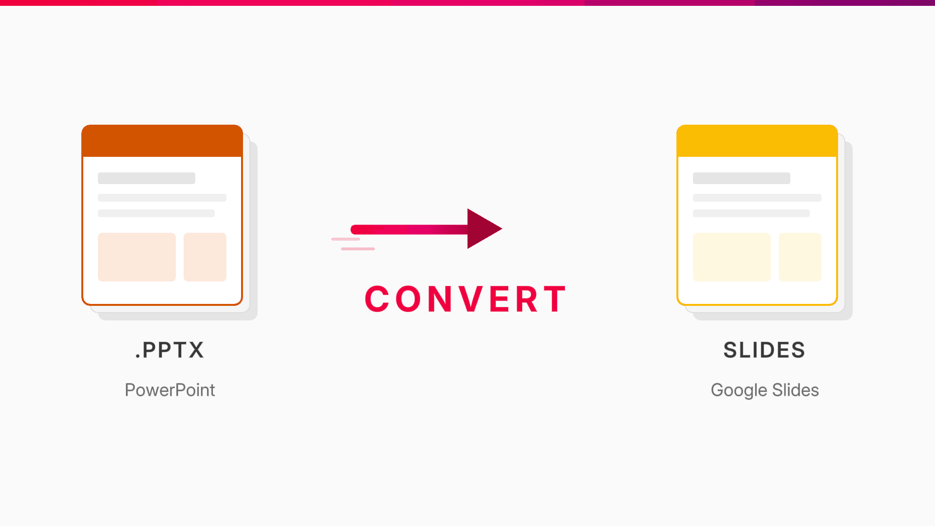 PowerPoint and Google Slides logos connected by an arrow to represent presentation conversion