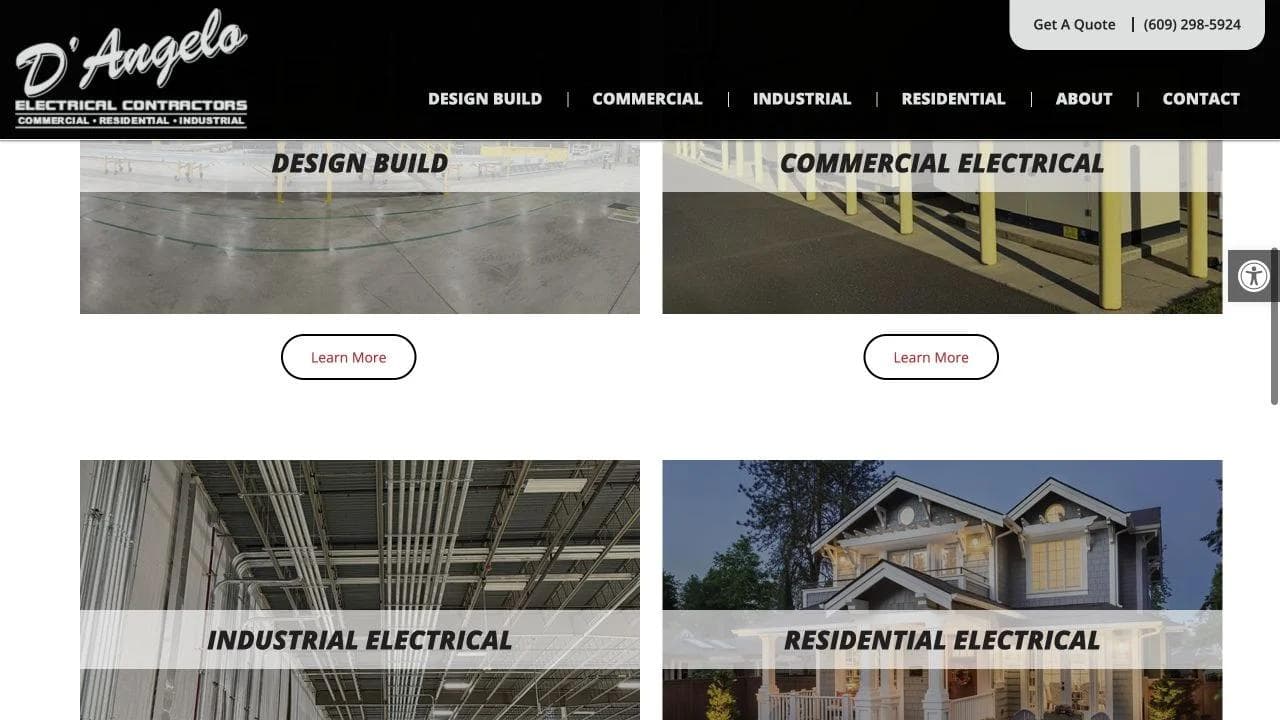 D'Angelo Electrical Contractors middle website section
