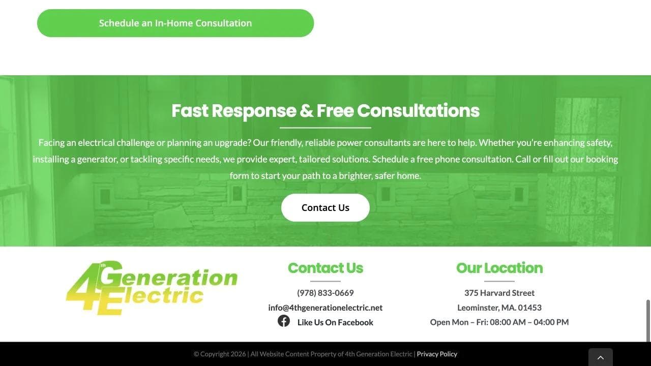 4th Generation Electric closing website section