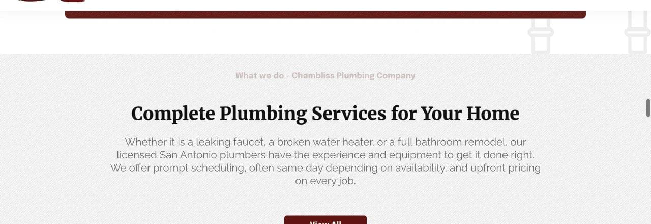 Chambliss Plumbing complete residential service section