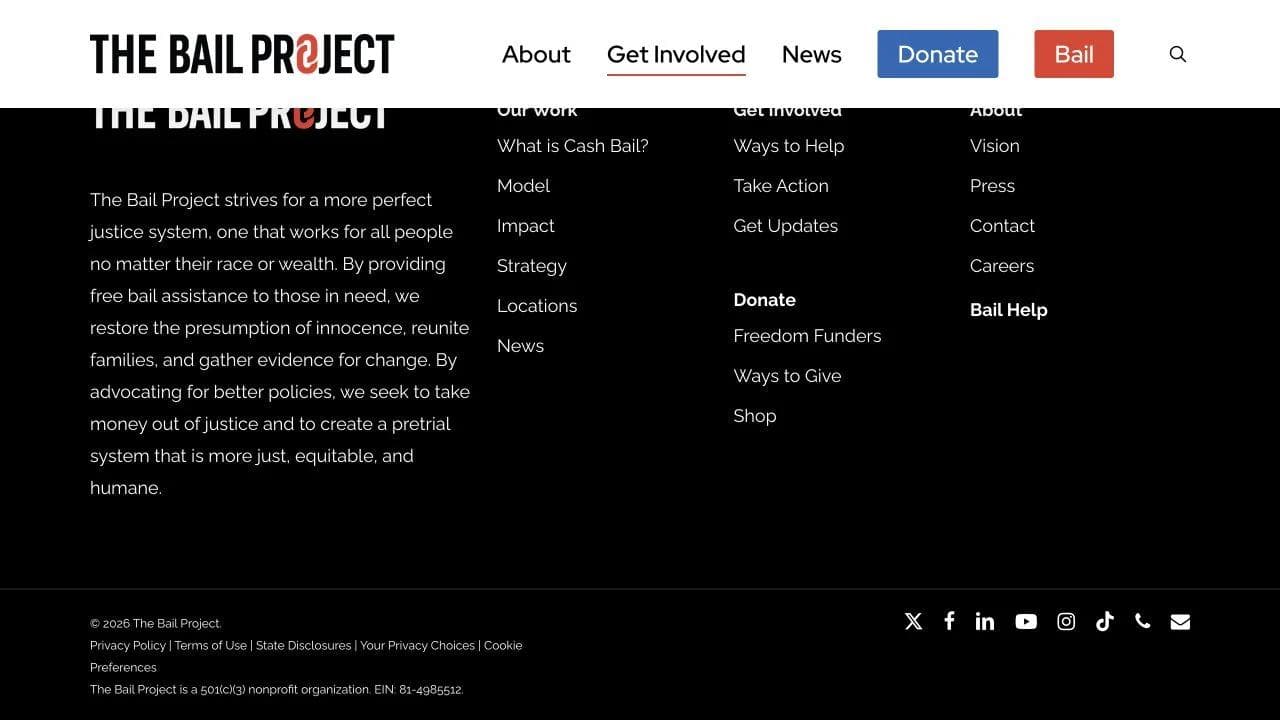 The Bail Project closing website section