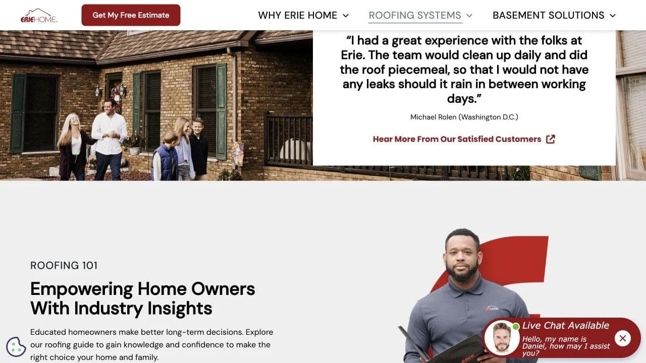 Erie Home middle website section