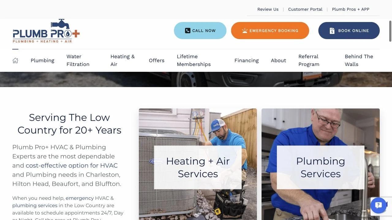 Plumb Pro Plus separate heating and air and plumbing service routes