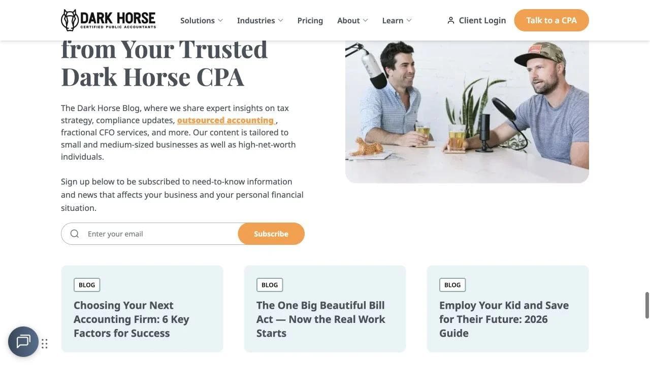 Dark Horse CPAs closing website section