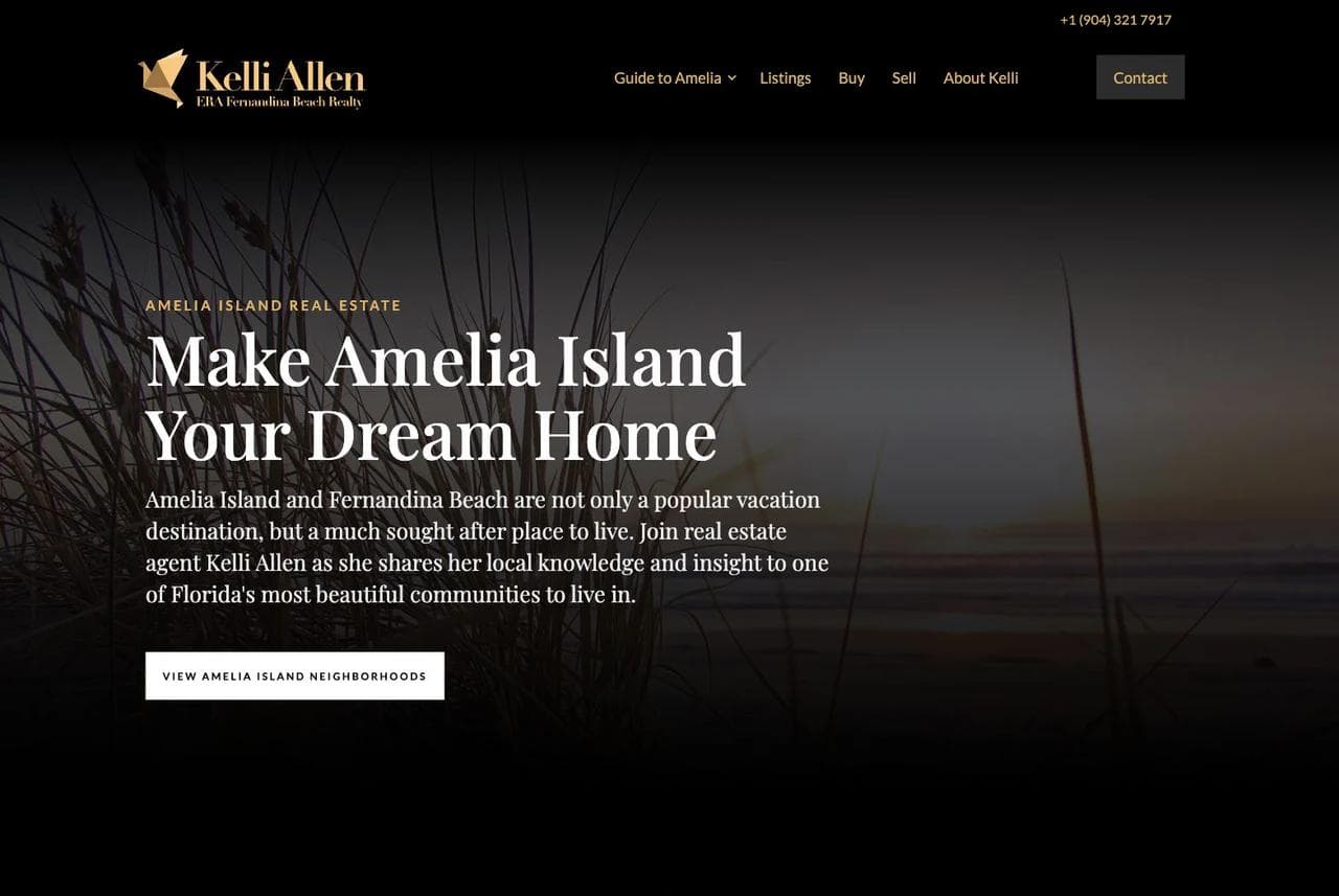 Home in Amelia Island homepage hero introducing Amelia Island agent Kelli Allen