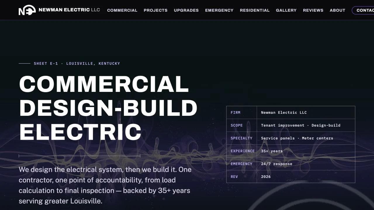 Newman Electric opening website section