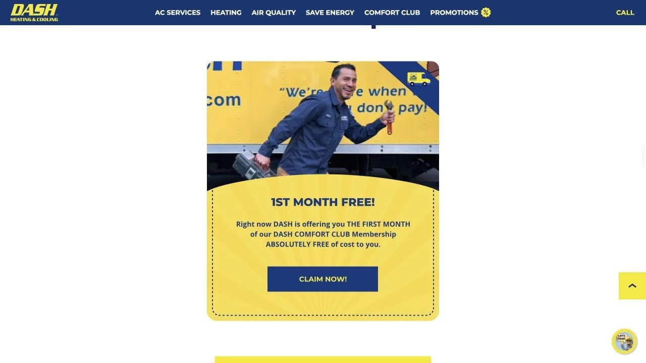 Dash Heating & Cooling middle website section