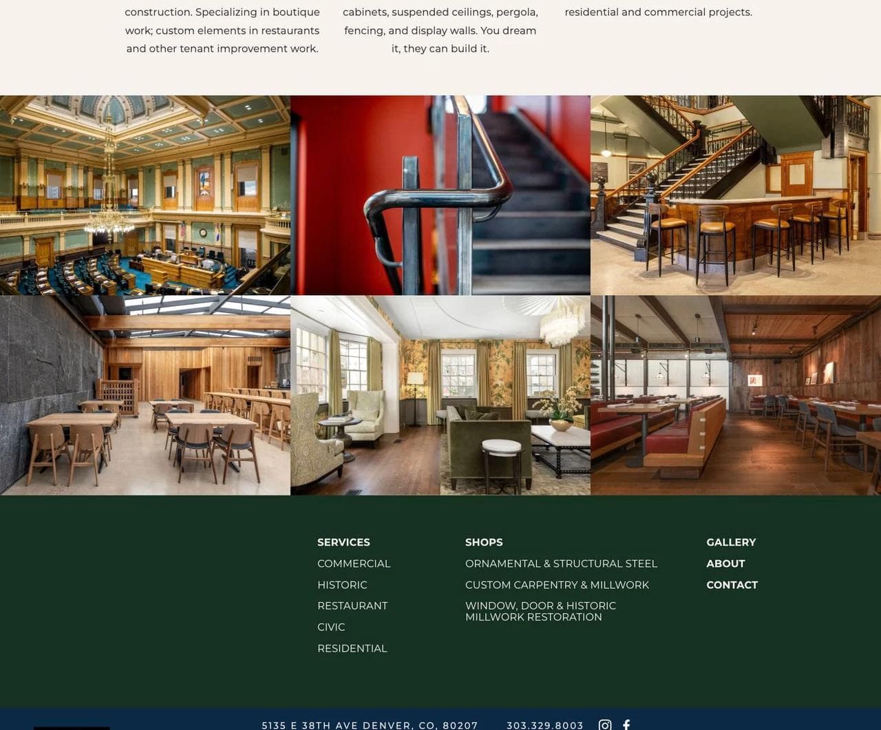 Spectrum General Contractors project gallery across civic, hospitality, residential, and restoration work