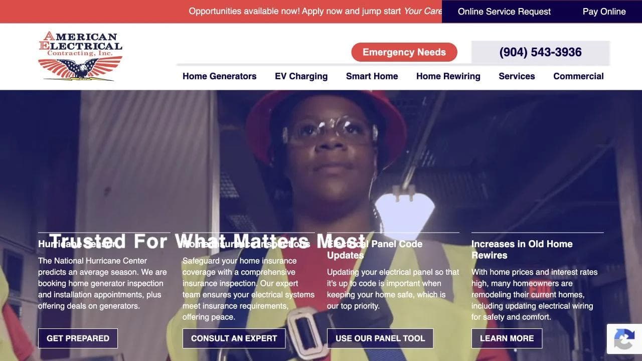 American Electrical Contracting opening website section