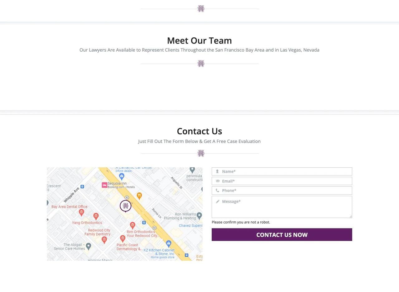 Bain Mazza and Debski attorney profiles, contact form, office information, and legal disclaimer