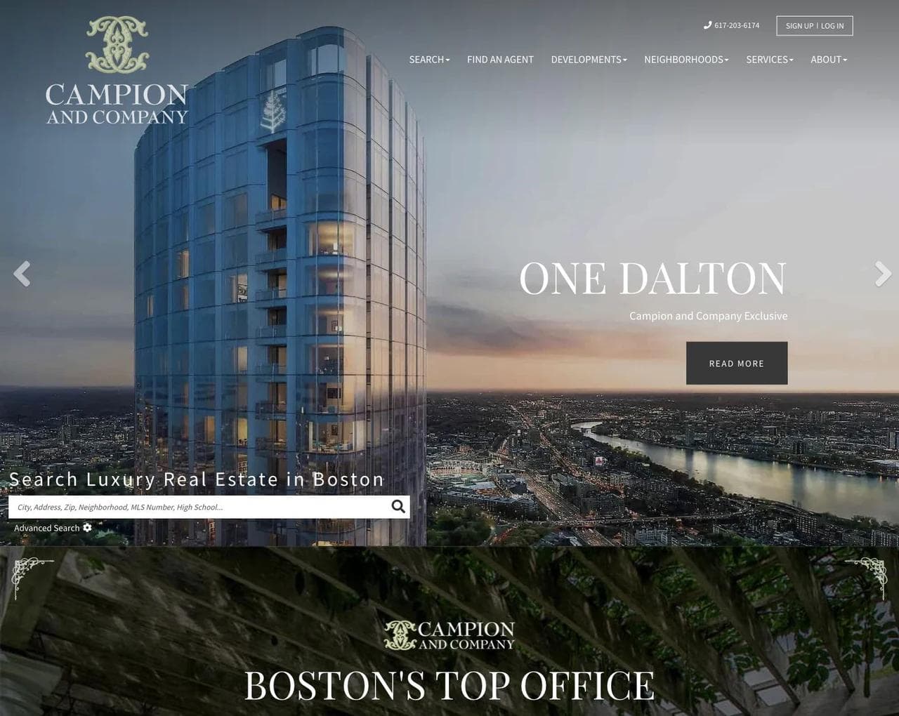Campion and Company Boston real estate search and market-proof sections