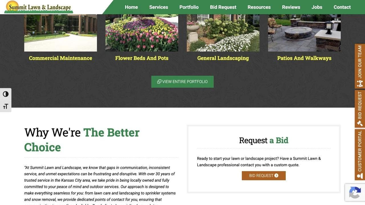 Summit Lawn and Landscape middle website section