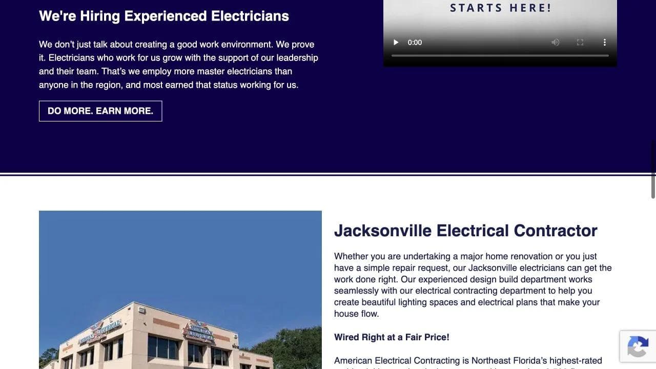 American Electrical Contracting middle website section