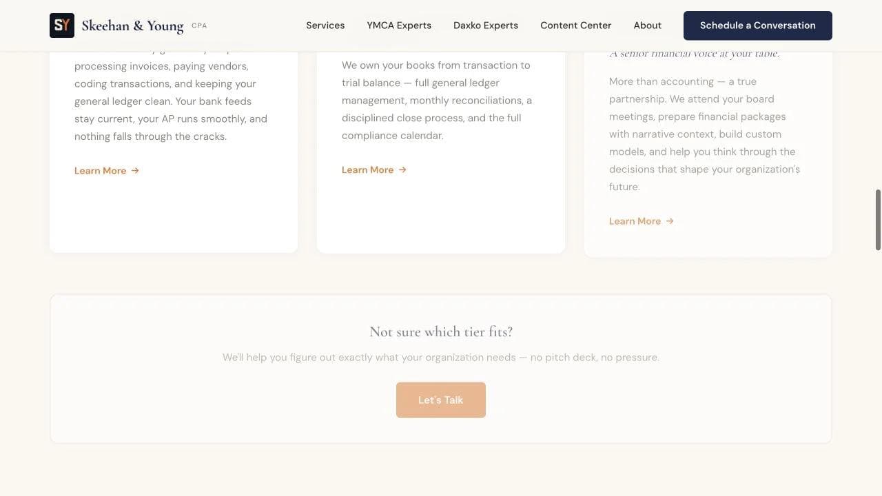 Skeehan & Young middle website section
