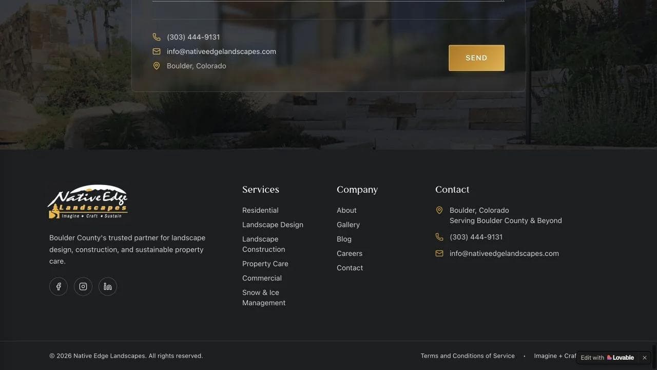 Native Edge Landscapes closing website section