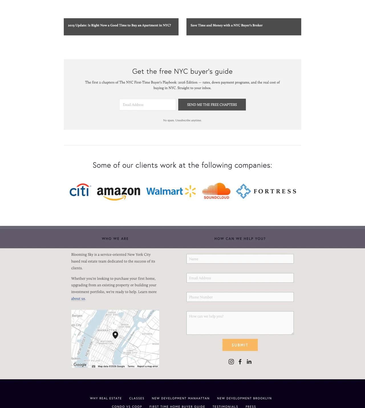 Blooming Sky educational content, buyer guide, and contact form