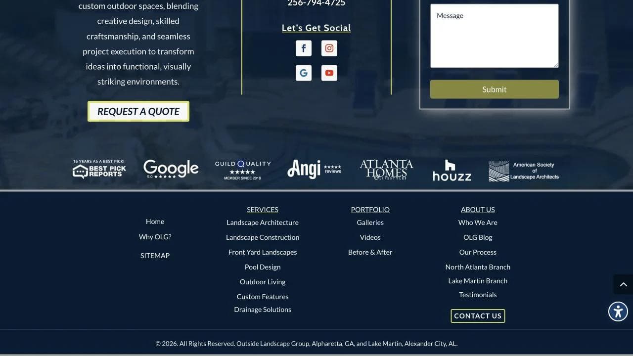 Outside Landscape Group closing website section