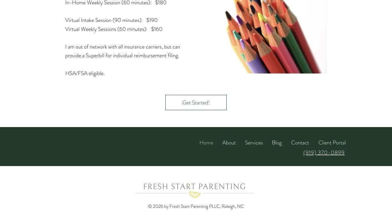 Fresh Start Parenting closing website section