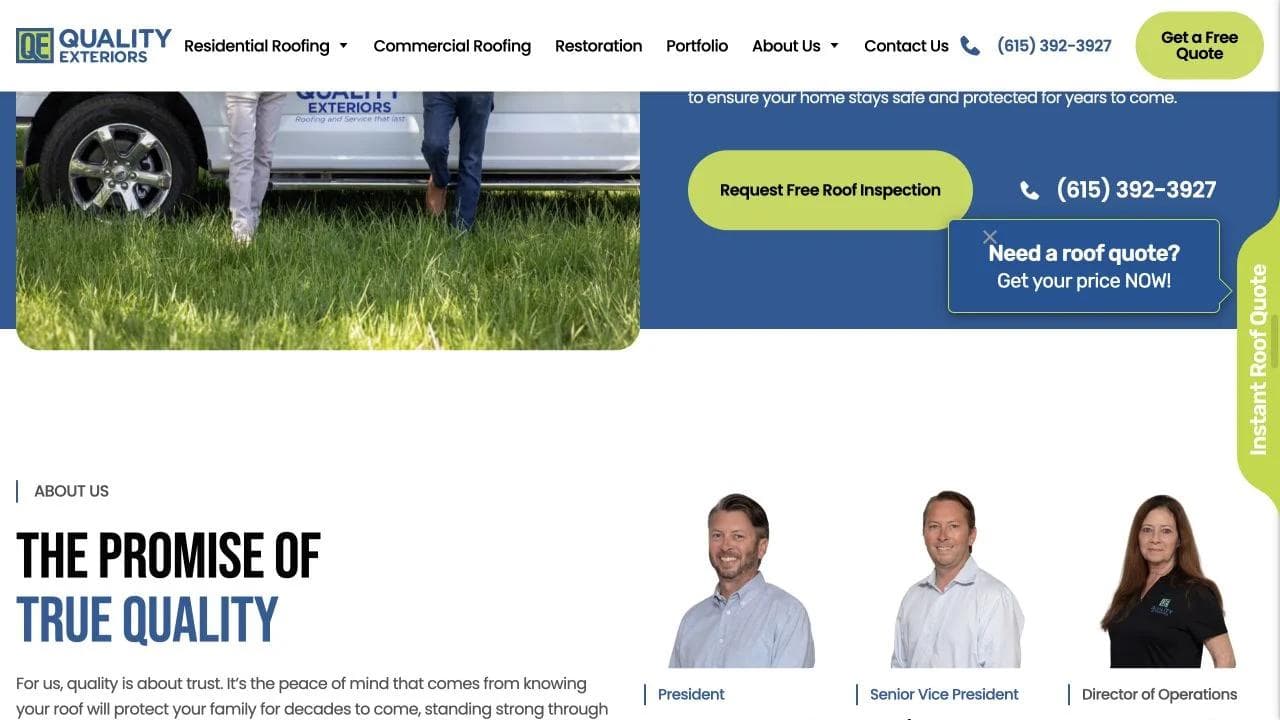 Quality Exteriors middle website section