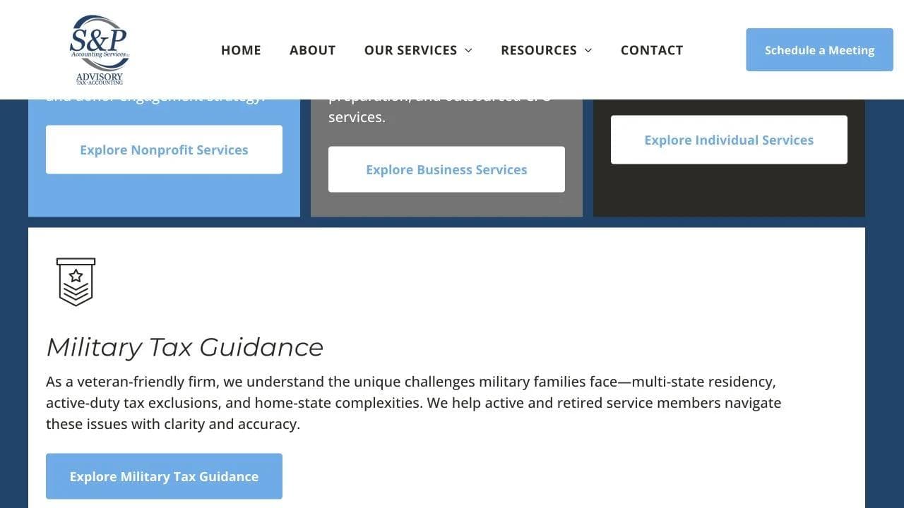 S&P Accounting middle website section