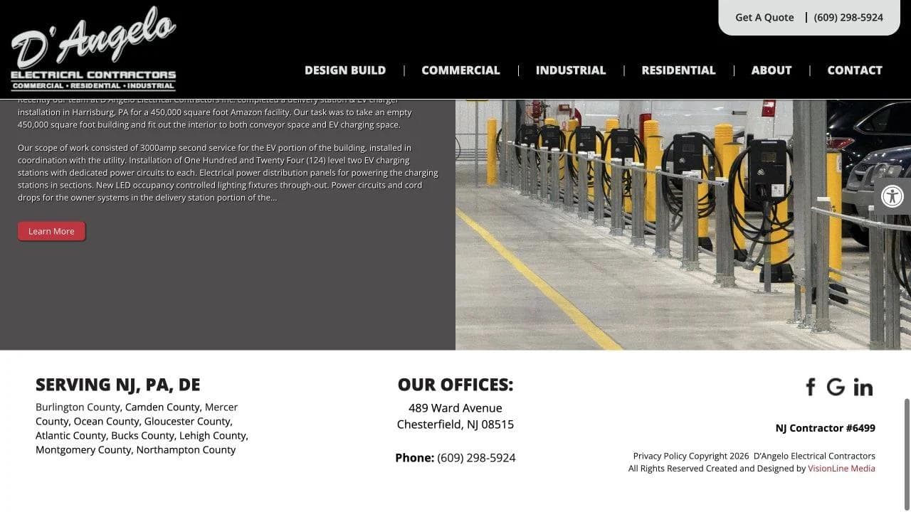 D'Angelo Electrical Contractors closing website section