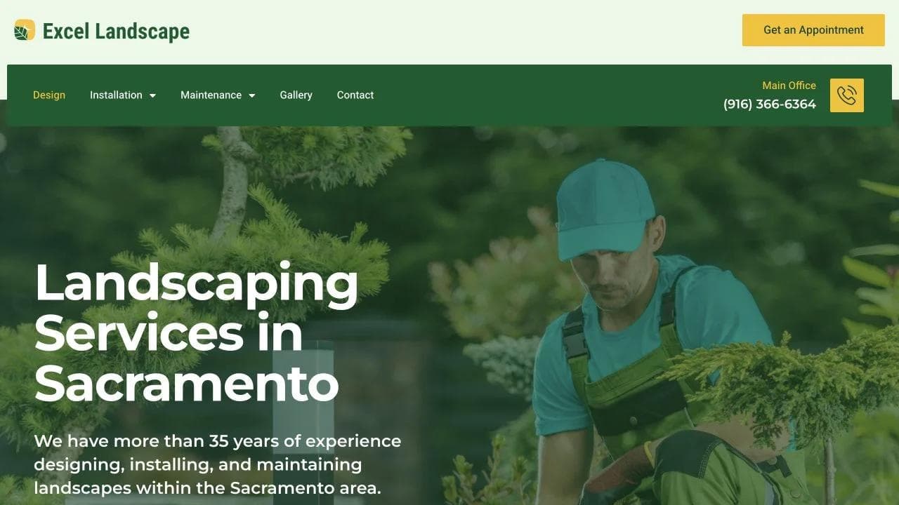 Excel Landscape opening website section