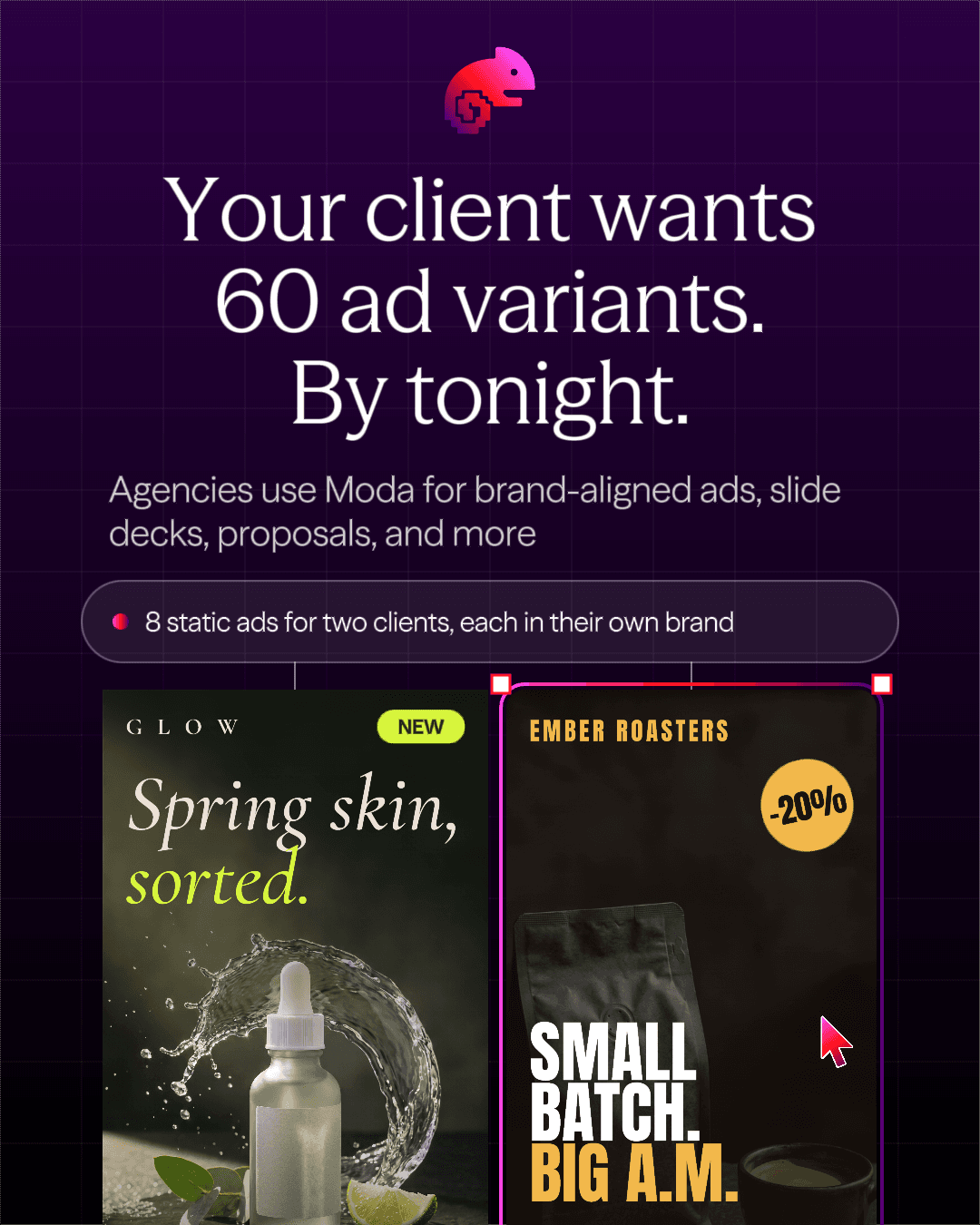 The unchanged control ad exported from Moda