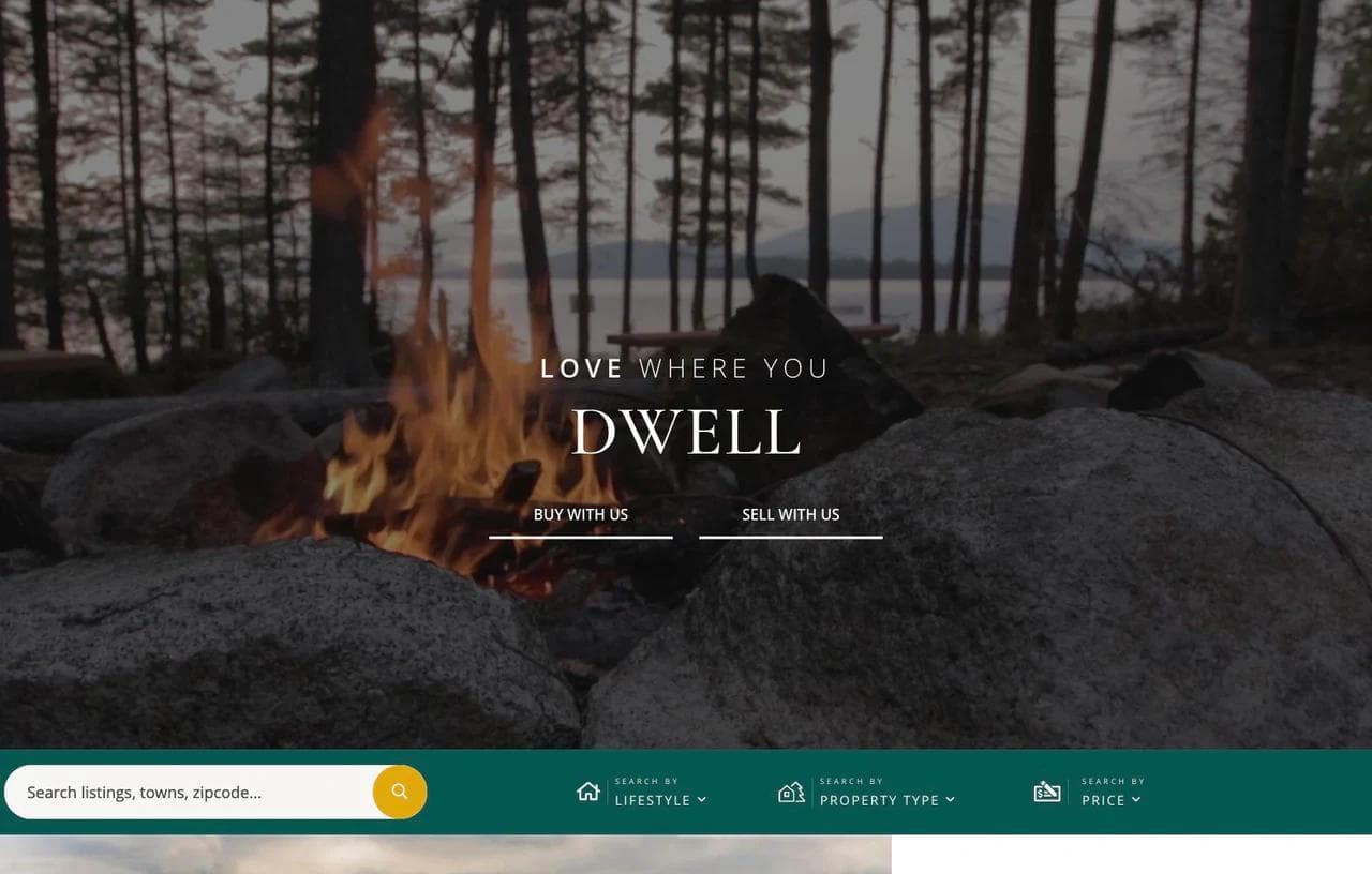 Dwelling in Maine homepage hero and property search