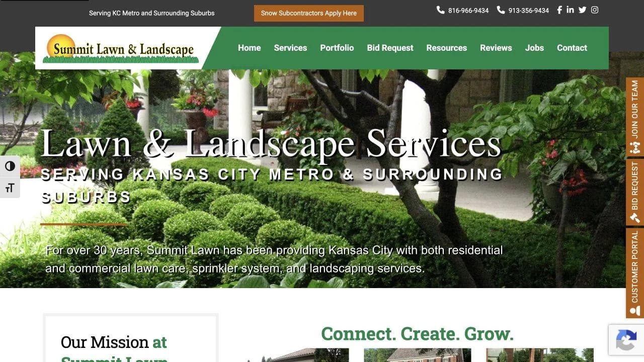 Summit Lawn and Landscape opening website section