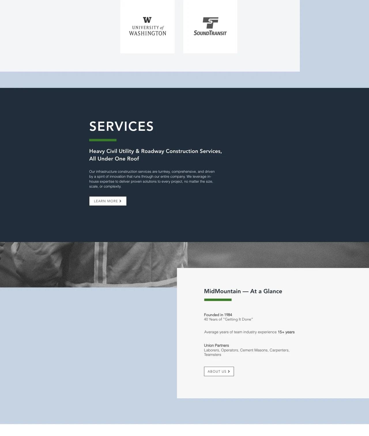 MidMountain Contractors services, company experience, and union relationships