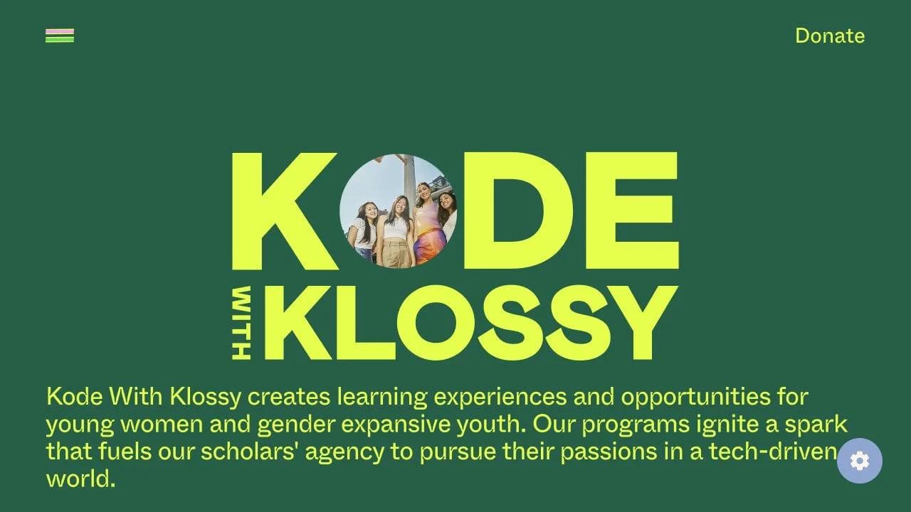 Kode With Klossy opening website section
