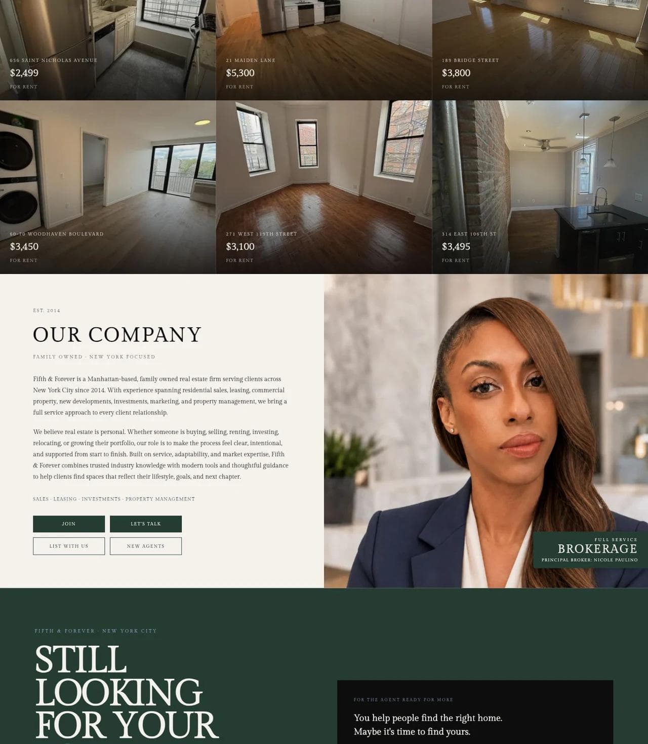 Fifth and Forever company story and real estate service paths
